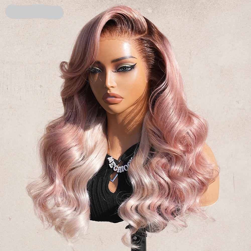 13x6 Glueless Human Hair Wigs Bye Bye Knots Ombre Blonde Body Wave Virgin Hair Wig with Drawstring Pre Plucked