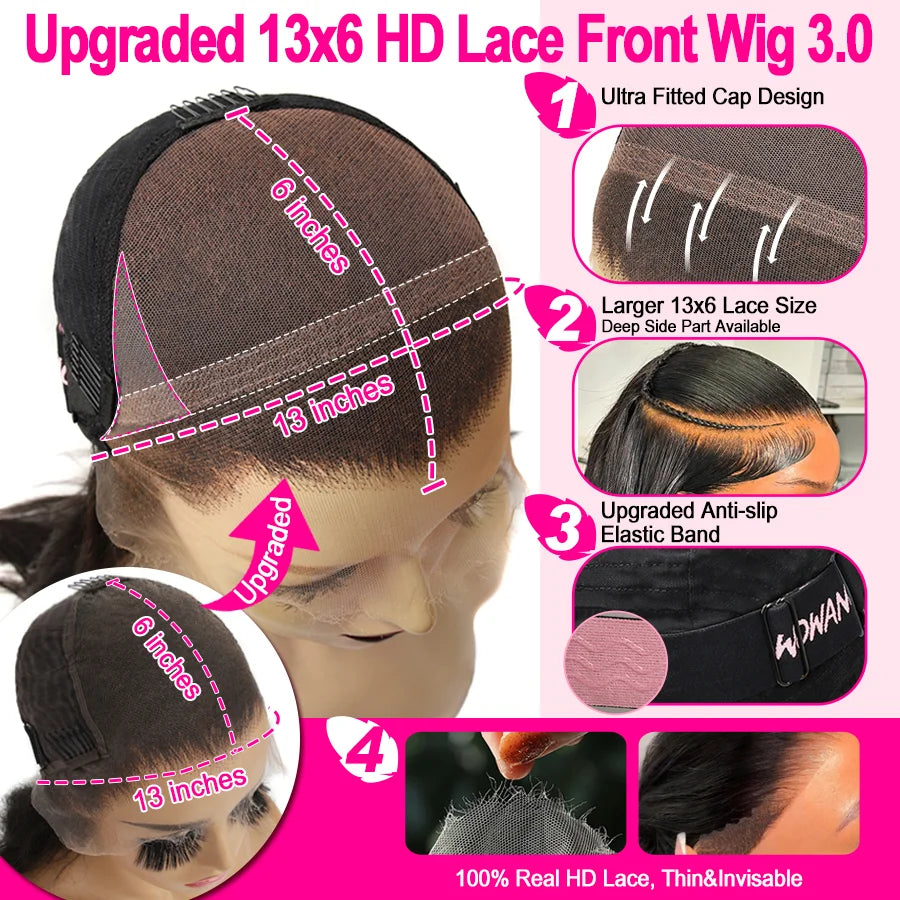 HD Lace Front Wigs 250% 13x6 HD Lace Front Wigs Straight Hair Invisible HD Lace Melt Skin HD Lace Front Human Hair Wig