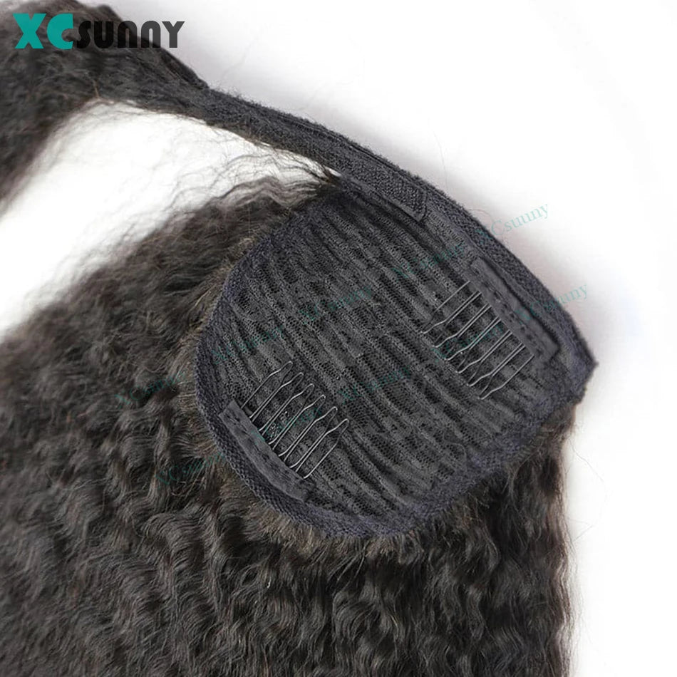 Ponytail Extension Human hair Kinky Straight Warp Around Ponytail Human Hair Remy Burmese High Ponytail Human Hair Extensions