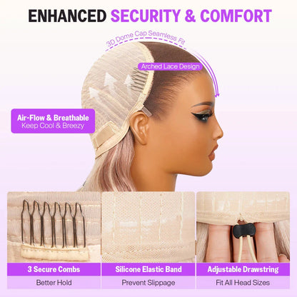 13x6 Three-Go Ombre Strawberry Blonde Glueless Wigs Body Wave with Drawstring 100% Human Hair Wig