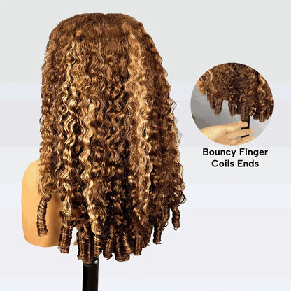 Highlight Ombre Burmese Curly Glueless Human Hair Wigs Wear And Go 13x6 360 HD Full Lace Frontal Wig Lace Front Human Hair Wigs