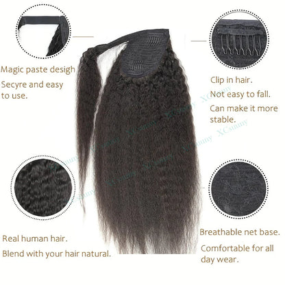 Ponytail Extension Human hair Kinky Straight Warp Around Ponytail Human Hair Remy Burmese High Ponytail Human Hair Extensions