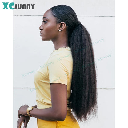 Ponytail Extension Human hair Kinky Straight Warp Around Ponytail Human Hair Remy Burmese High Ponytail Human Hair Extensions