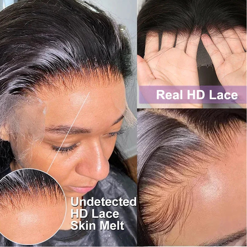 250 Density 13x6 HD Lace Frontal Wig Invisible Real HD Lace 13x4 Full Frontal Lace Wig Straight Pre Plucked Virgin Human Hair