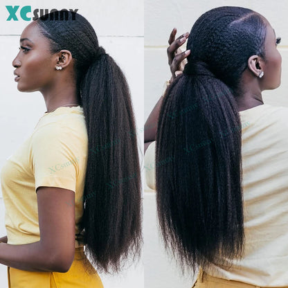 Ponytail Extension Human hair Kinky Straight Warp Around Ponytail Human Hair Remy Burmese High Ponytail Human Hair Extensions