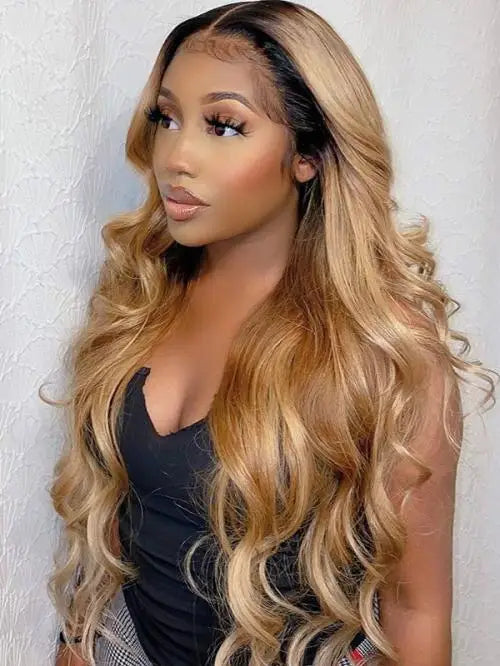 Ombre Color Body Wave Human Hair Bundles with closure Brazilian human hair 1b/4/27 Hair Weave Bundles human Hair Extension 4x4