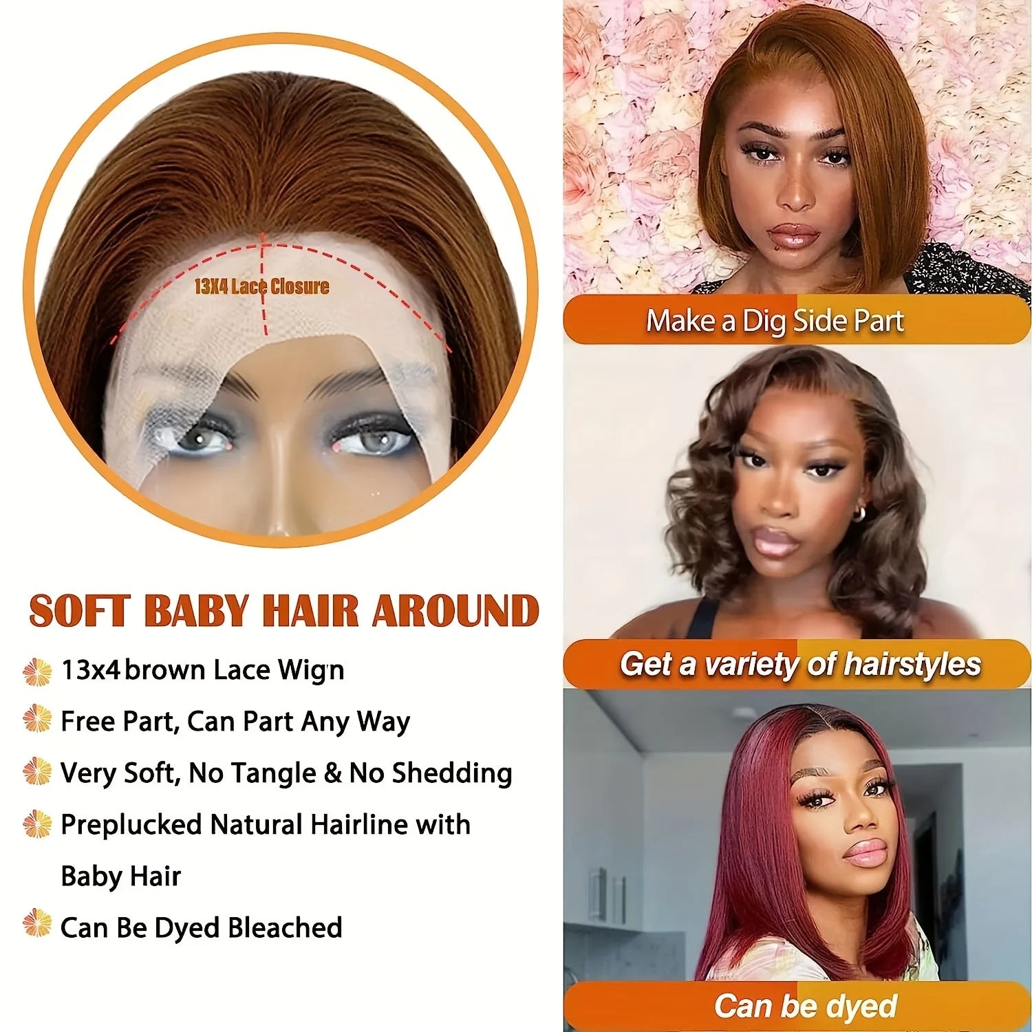 Looking 13x4 Lace Front Wig Human Hair - 200% Density 