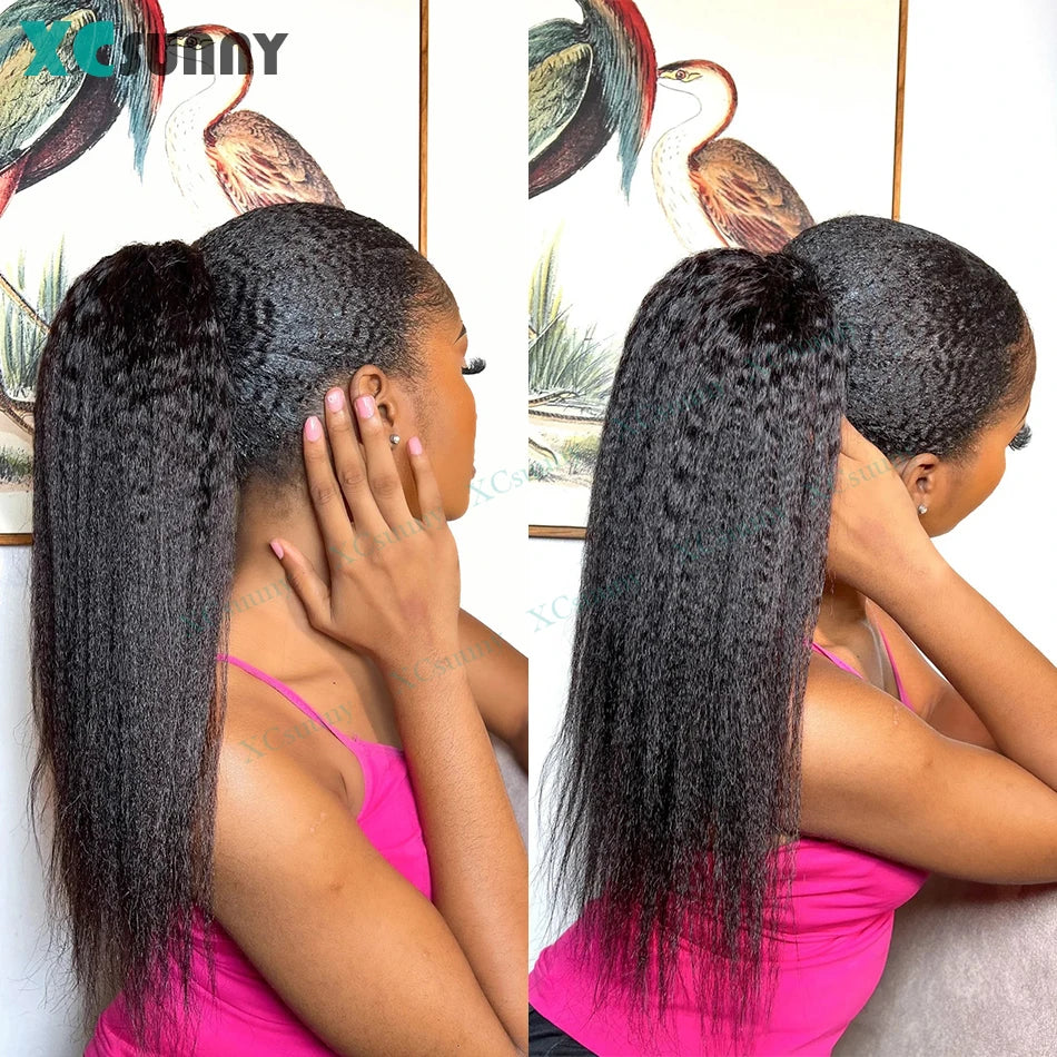 Ponytail Extension Human hair Kinky Straight Warp Around Ponytail Human Hair Remy Burmese High Ponytail Human Hair Extensions