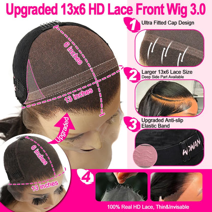 HD Lace Front Wigs 250% 13x6 HD Lace Front Wigs Straight Hair Invisible HD Lace Melt Skin HD Lace Front Human Hair Wig