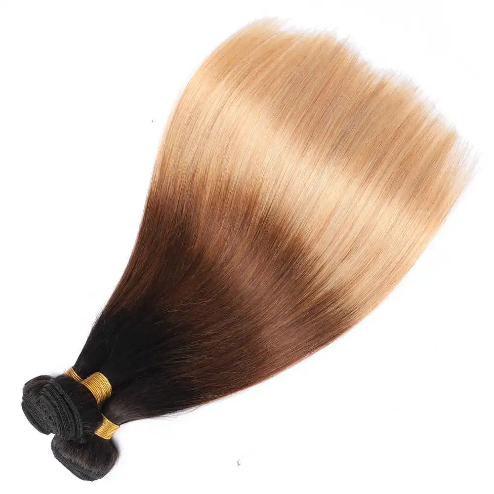 Brown Straight Human Hair Bundle with Closure 4x4 Frontal Brazilian Brown Bundles 3/4 100% Remy Human Hair Extension for Women