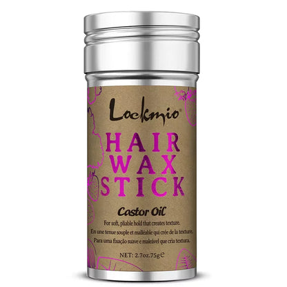 LOCKMIO 75g Hair Wax Stick With Castor Oil Tames Frizz Smooth Flyaways Strong Hold Edge Styling Finishing Broken Hair Pomade Wax