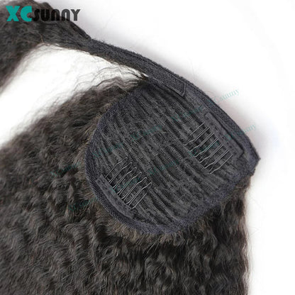 Ponytail Extension Human hair Kinky Straight Warp Around Ponytail Human Hair Remy Burmese High Ponytail Human Hair Extensions