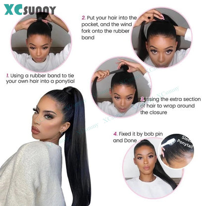 Ponytail Extension Human hair Kinky Straight Warp Around Ponytail Human Hair Remy Burmese High Ponytail Human Hair Extensions