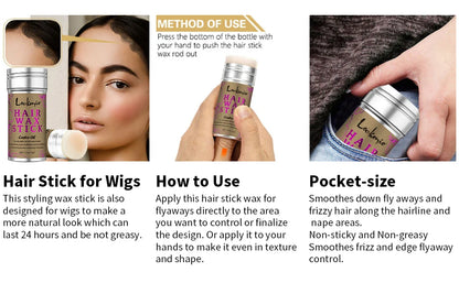 LOCKMIO 75g Hair Wax Stick With Castor Oil Tames Frizz Smooth Flyaways Strong Hold Edge Styling Finishing Broken Hair Pomade Wax