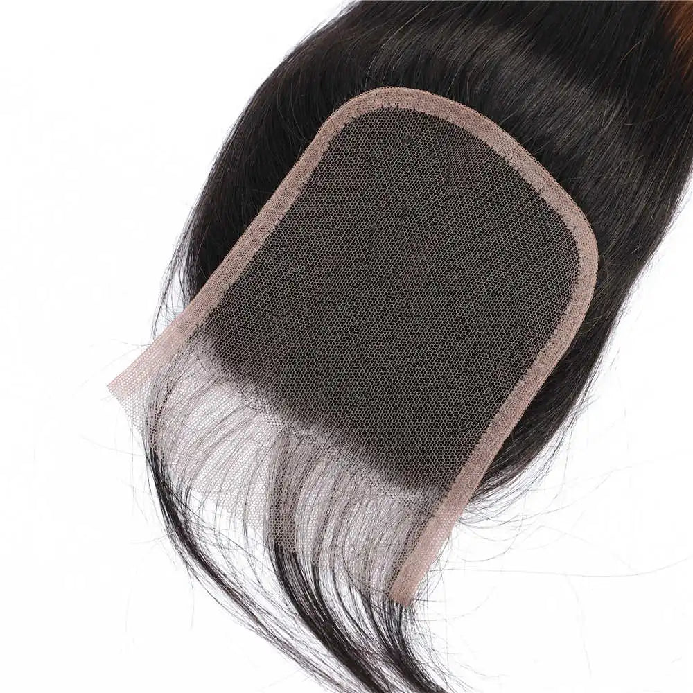 Brown Straight Human Hair Bundle with Closure 4x4 Frontal Brazilian Brown Bundles 3/4 100% Remy Human Hair Extension for Women