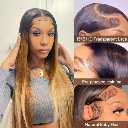 Brown Straight Human Hair Bundle with Closure 4x4 Frontal Brazilian Brown Bundles 3/4 100% Remy Human Hair Extension for Women
